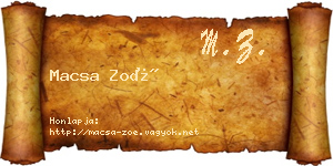 Macsa Zoé névjegykártya